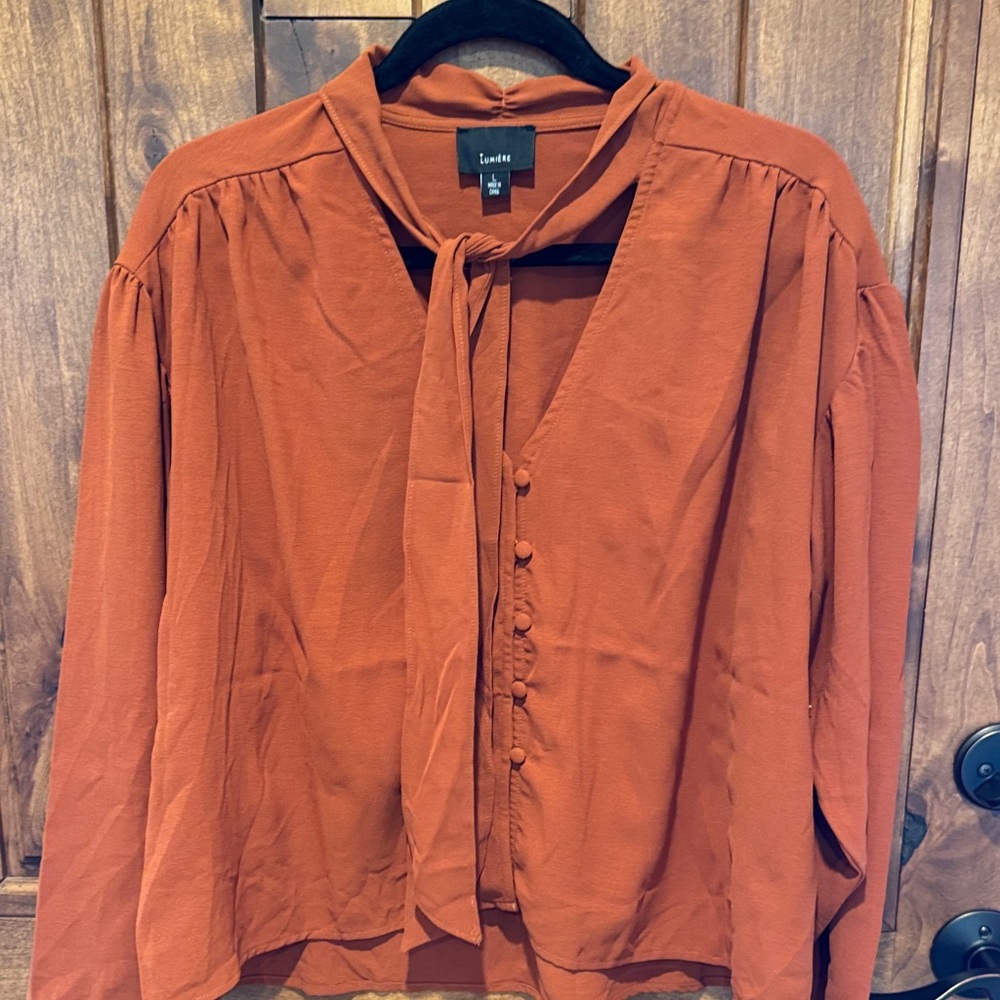 Lumiere Women's Orange Button-Up Blouse - Picture 8 of 8